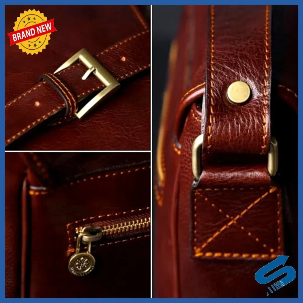 Handmade Italian Leather Messenger Bag, Crossbody Shoulder Bag for Men